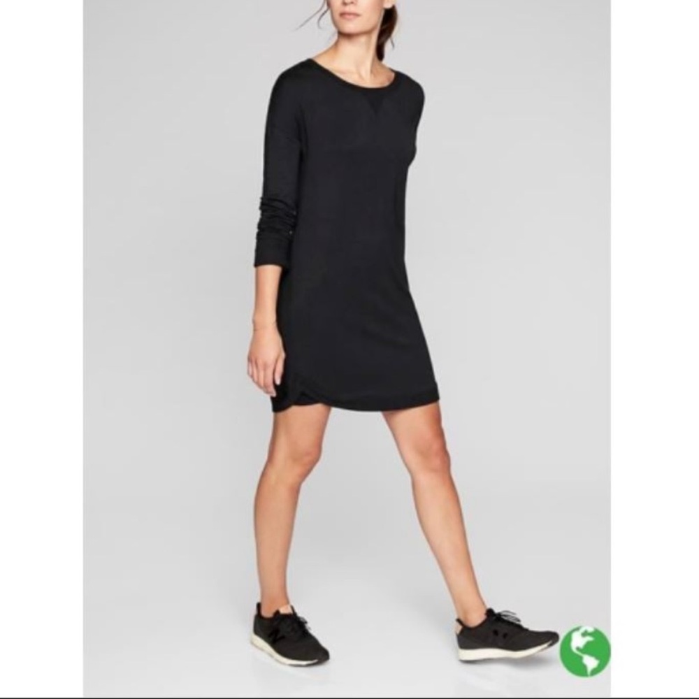 Athleta black recharge sweatshirt dress sz S